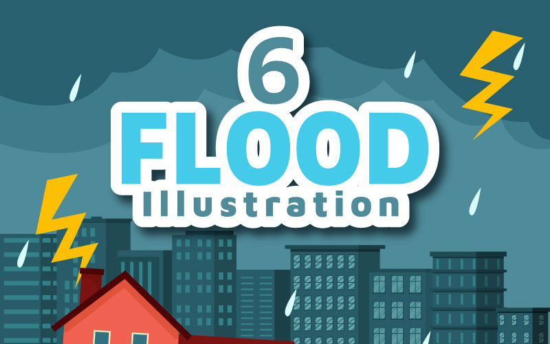 6 Povodně Vektorové Ilustrace