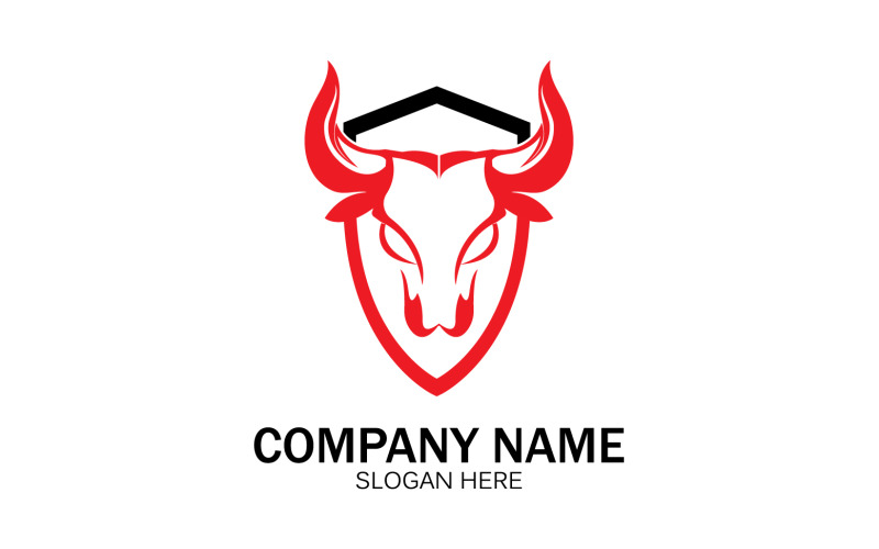 Dierlijke stier hoofd pictogram logo vector v13