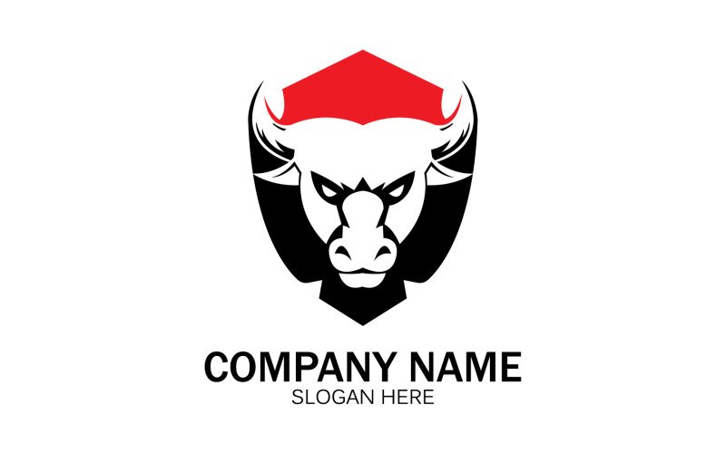 Vektorové logo ikony zvířecí býčí hlavy v54
