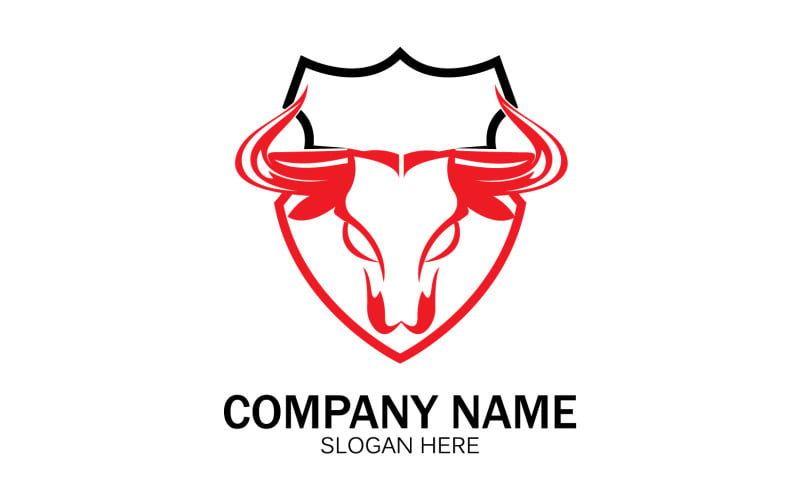 Vetor de logotipo de ícone de cabeça de touro animal v11