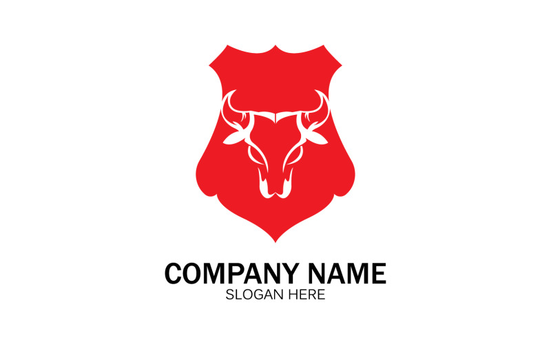 Vetor de logotipo de ícone de cabeça de touro animal v12