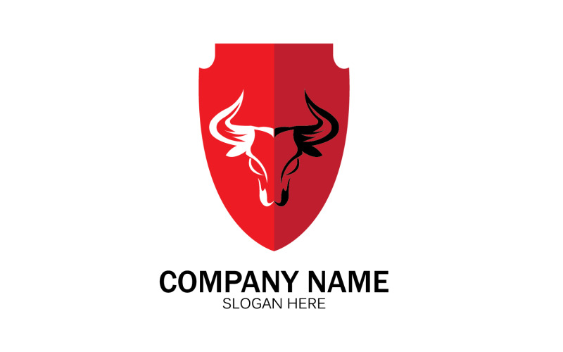 Vetor de logotipo de ícone de cabeça de touro animal v16