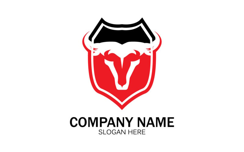 Vetor de logotipo de ícone de cabeça de touro animal v26