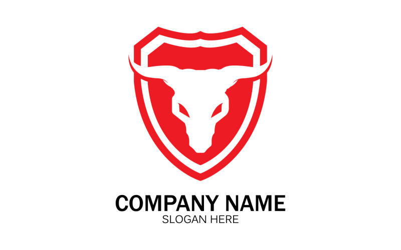 Vetor de logotipo de ícone de cabeça de touro animal v2