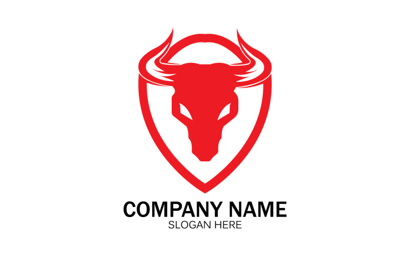 Vetor de logotipo de ícone de cabeça de touro animal v3