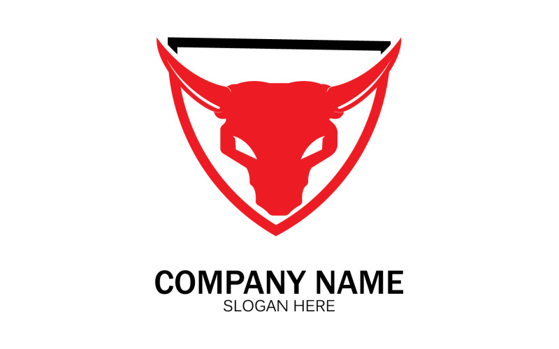 Vetor de logotipo de ícone de cabeça de touro animal v5