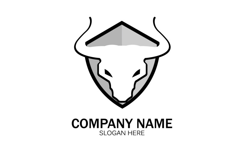 Vetor de logotipo de ícone de cabeça de touro animal v6