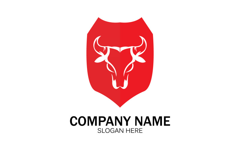 Vetor de logotipo de ícone de cabeça de touro animal v9