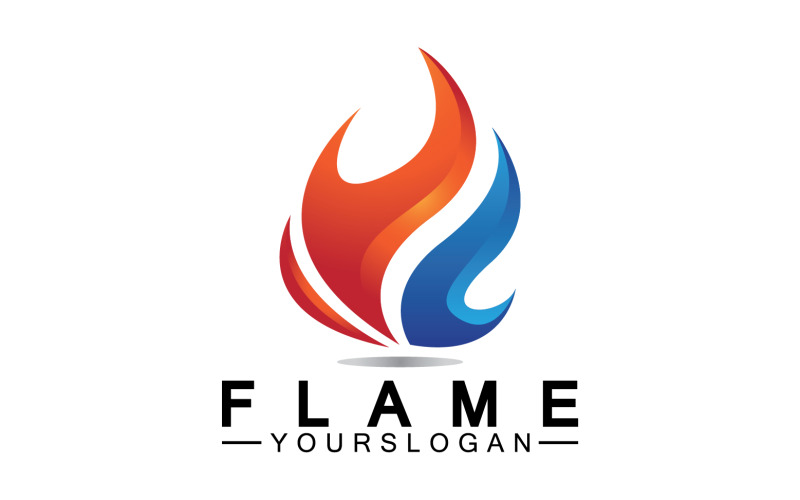 Logo de flamme de feu brûlant à chaud vecteur v3