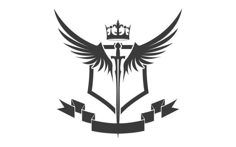 Épée d'aile et icône du logo du roi seigneur de la couronne v59