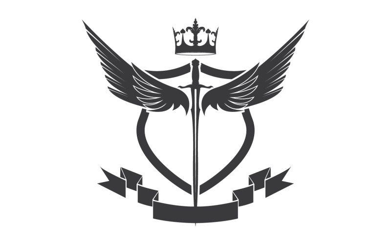 Épée d'aile et icône du logo du seigneur du roi de la couronne v11