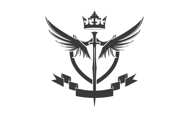 Épée d'aile et icône du logo du seigneur du roi de la couronne v23