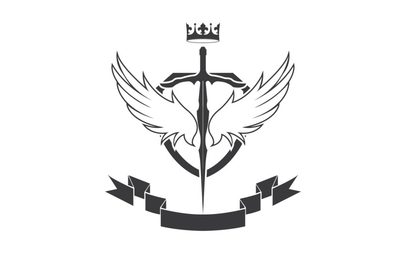 Épée d'aile et icône du logo du seigneur du roi de la couronne v36