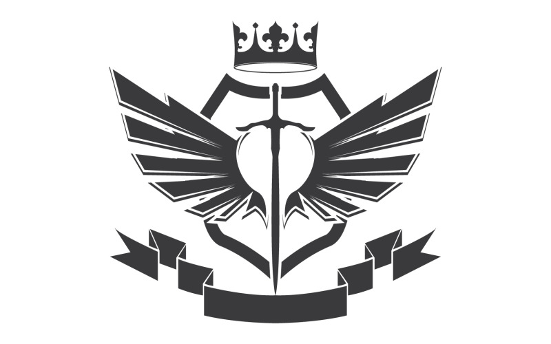 Épée d'aile et icône du logo du seigneur du roi de la couronne v4