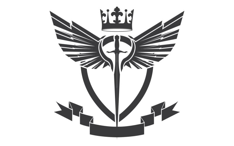 Espada de asa e ícone do logotipo do rei senhor da coroa v13