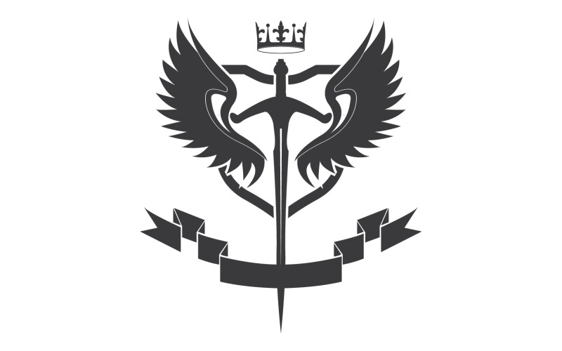 Espada de asa e ícone do logotipo do rei senhor da coroa v46