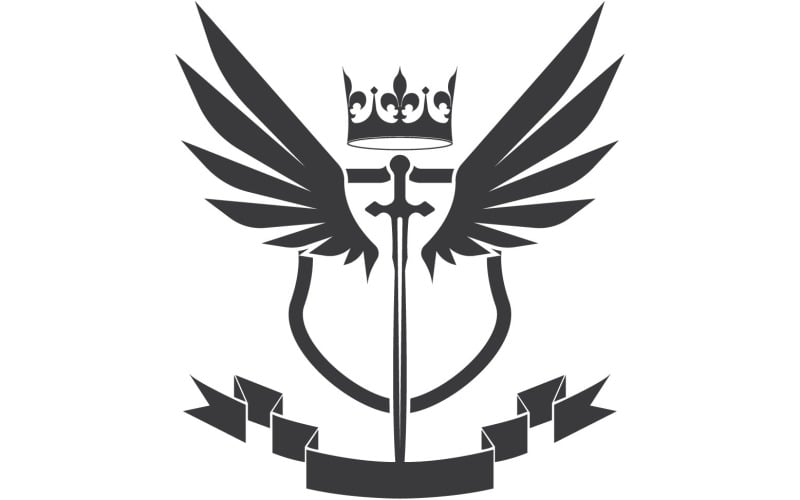 Espada de asa e ícone do logotipo do rei senhor da coroa v50