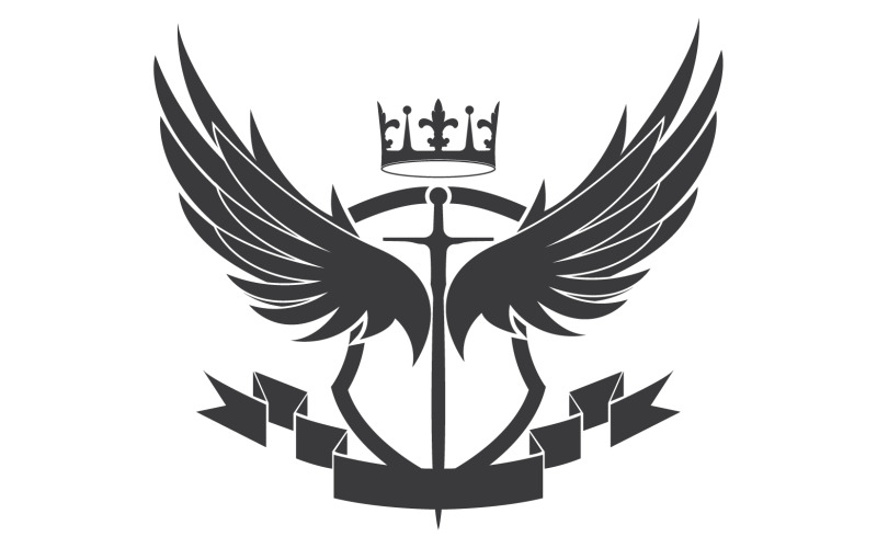 Espada de asa e ícone do logotipo do rei senhor da coroa v6