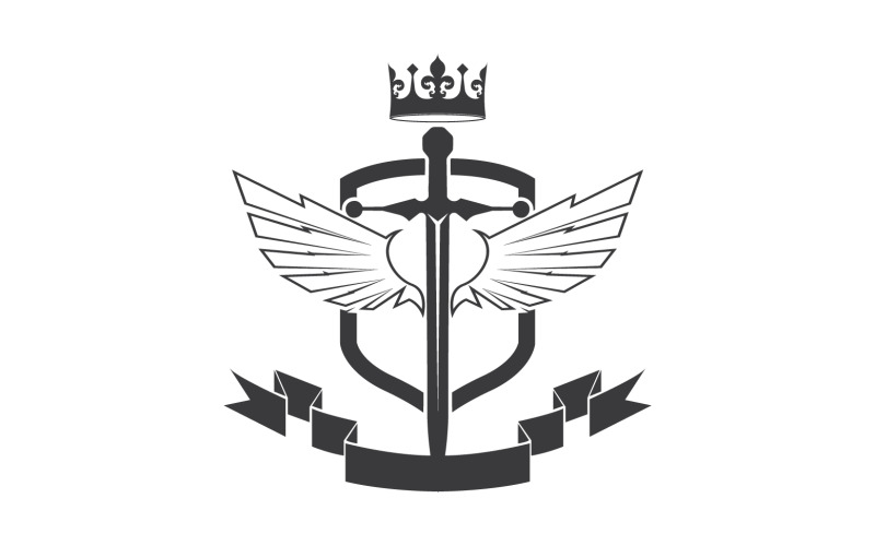 Ikona logo miecza skrzydłowego i króla koronnego v33