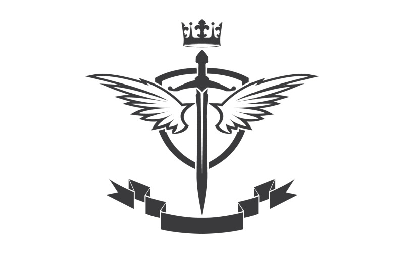 Ikona logo miecza skrzydłowego i króla koronnego v37
