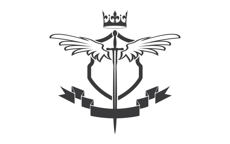 Ikona logo miecza skrzydłowego i króla koronnego v42