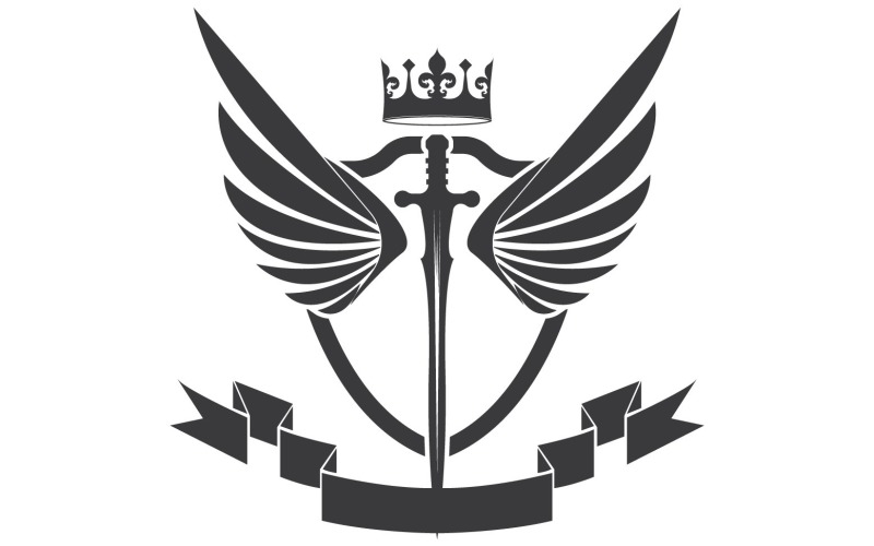 Ikona logo miecza skrzydłowego i króla koronnego v49