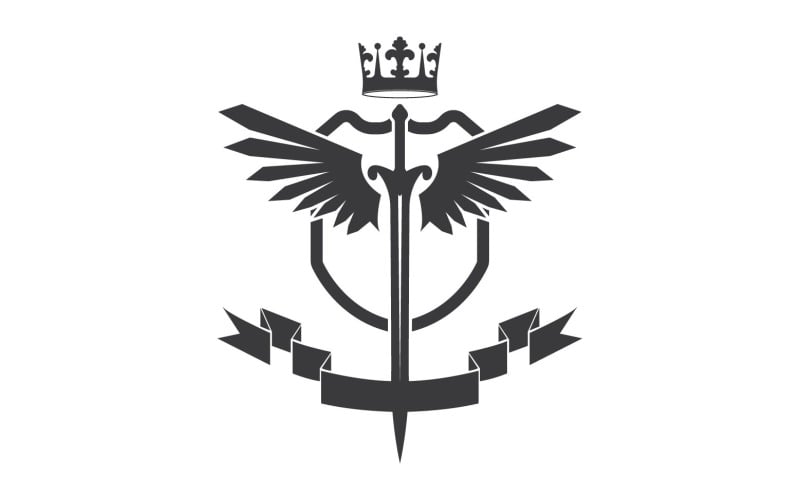 Ikona logo miecza skrzydłowego i króla koronnego v53