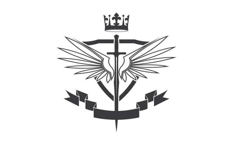 Wing sword and crown king lord logo icon v29