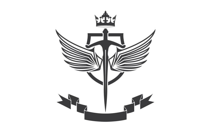 Wing sword and crown king lord logo icon v39