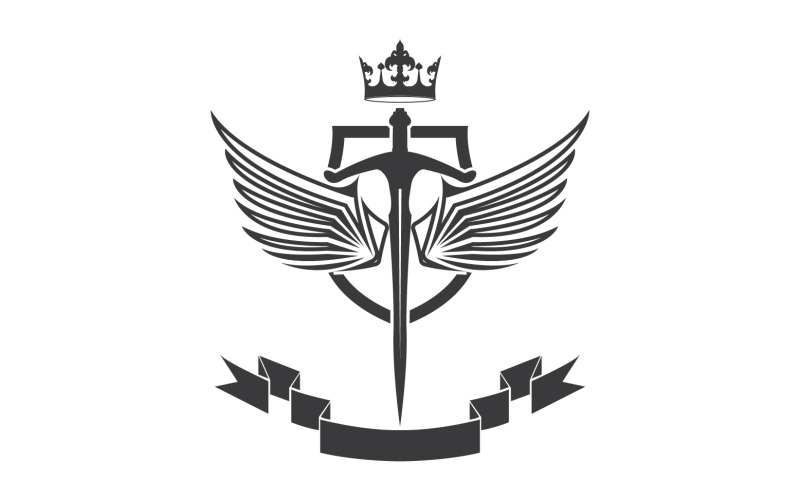 Wing sword and crown king lord logo icon v39