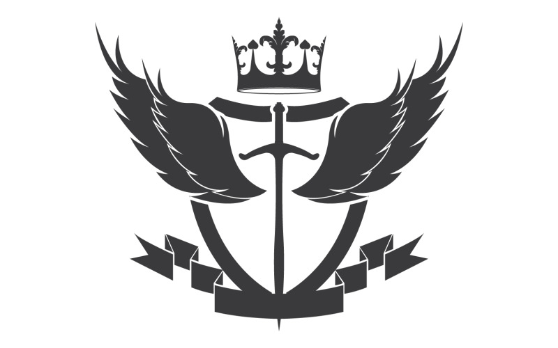 Wing sword and crown king lord logo icon v3 TemplateMonster