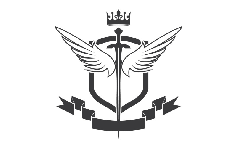 Wing sword and crown king lord logo icon v41