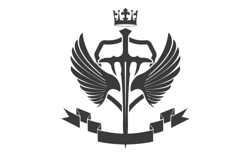 Wing sword and crown king lord logo icon v45