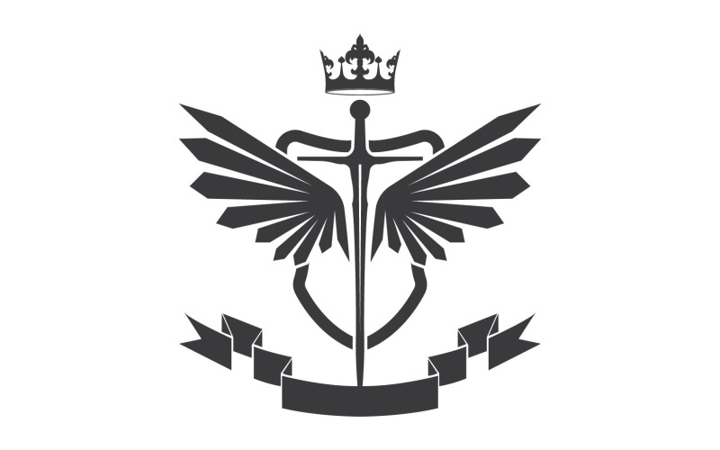 Wing sword and crown king lord logo icon v47