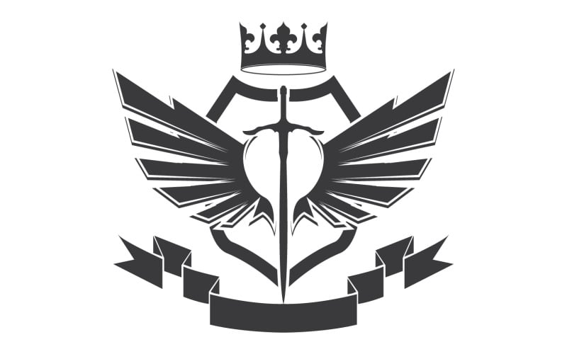 Wing sword and crown king lord logo icon v4