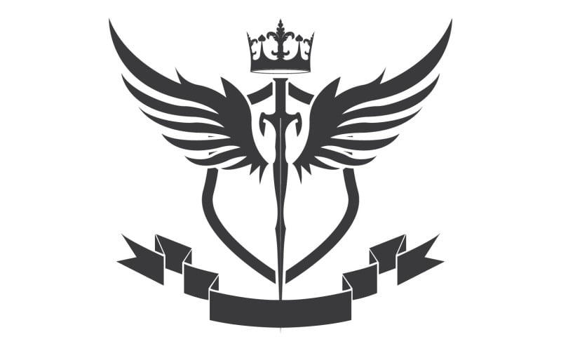Wing sword and crown king lord logo icon v51