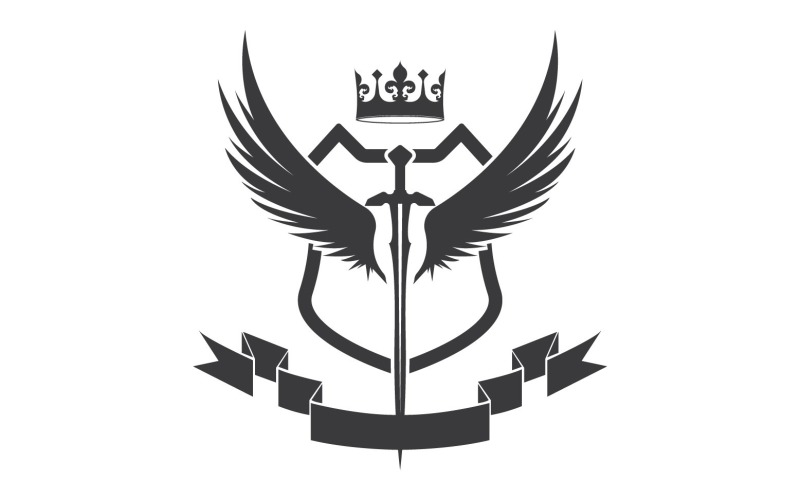 Wing sword and crown king lord logo icon v57