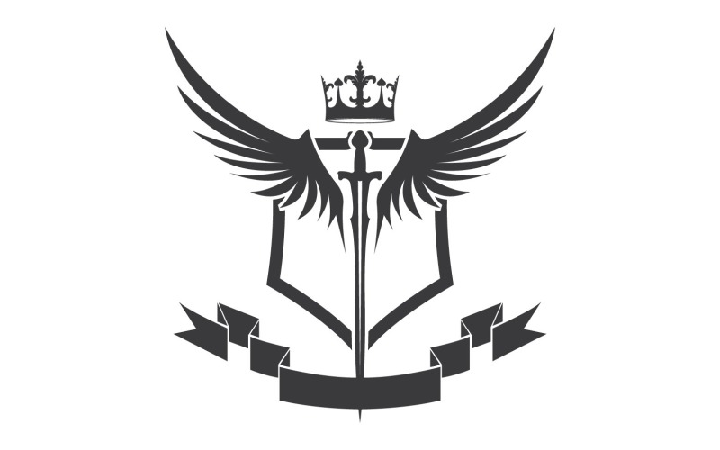 Wing sword and crown king lord logo icon v59