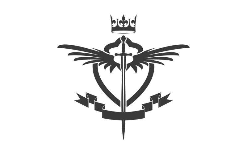 Wing sword and crown king lord logotypikon v18