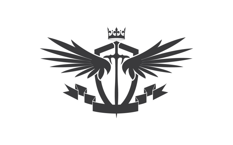 Wing sword and crown king lord logotypikon v2