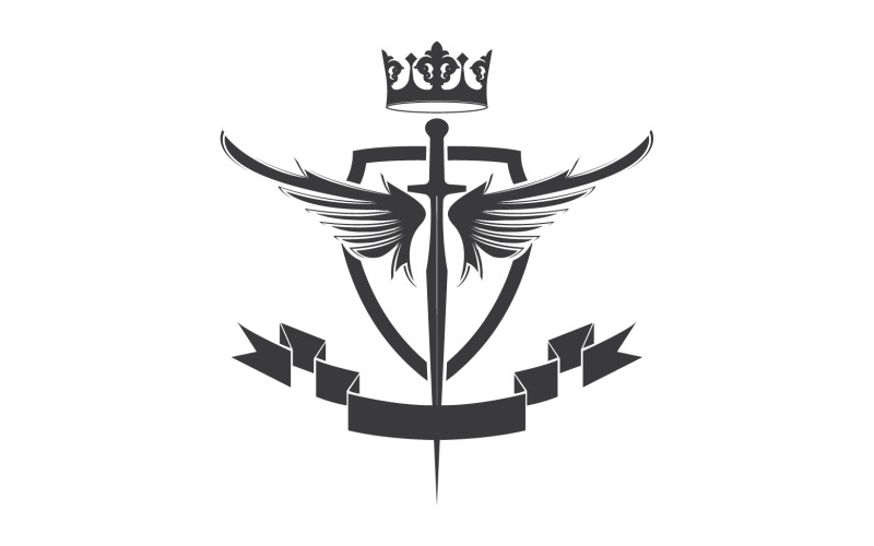 Wing sword and crown king lord logotypikon v32