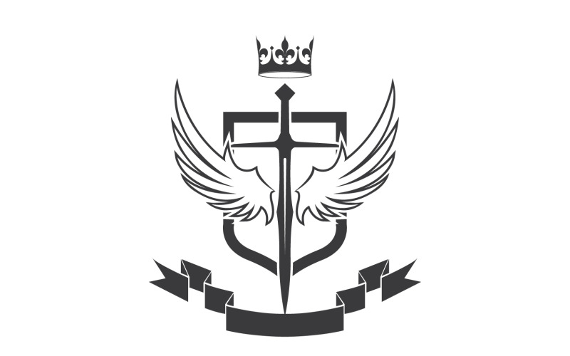 Wing sword and crown king lord logotypikon v34