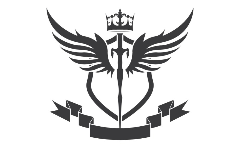 Wing sword and crown king lord logotypikon v51