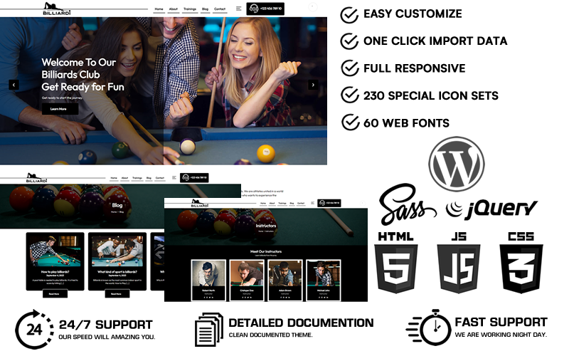 Billiardi - Tema WordPress do Clube de Bilhar