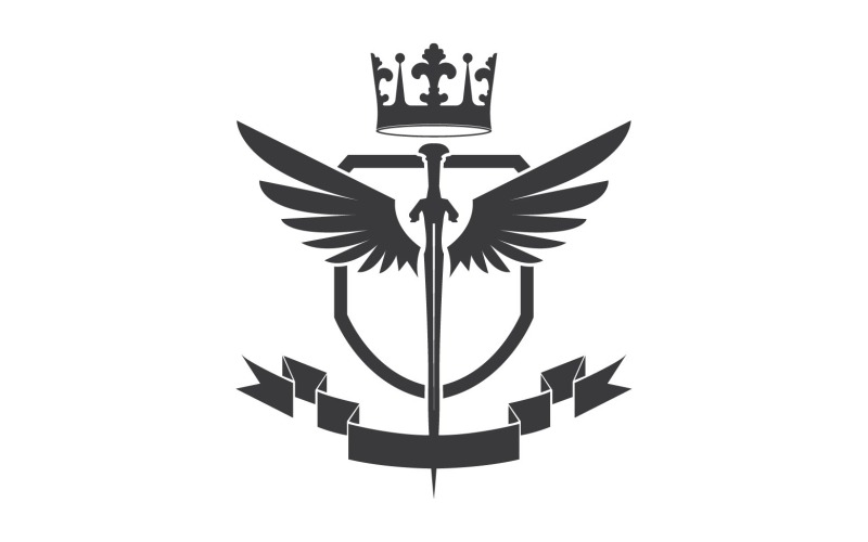 Épée d'aile et icône du logo du seigneur du roi de la couronne v61