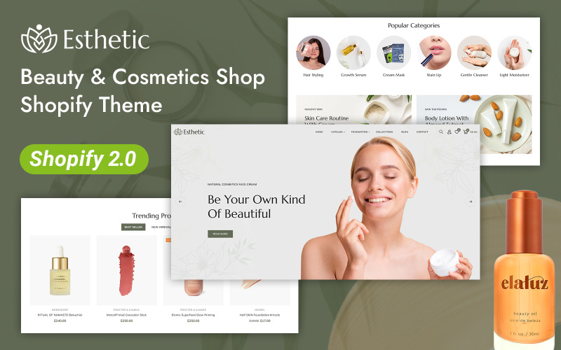 Estetik - Güzellik ve Kozmetik Mağazası Shopify 2.0 Duyarlı Teması