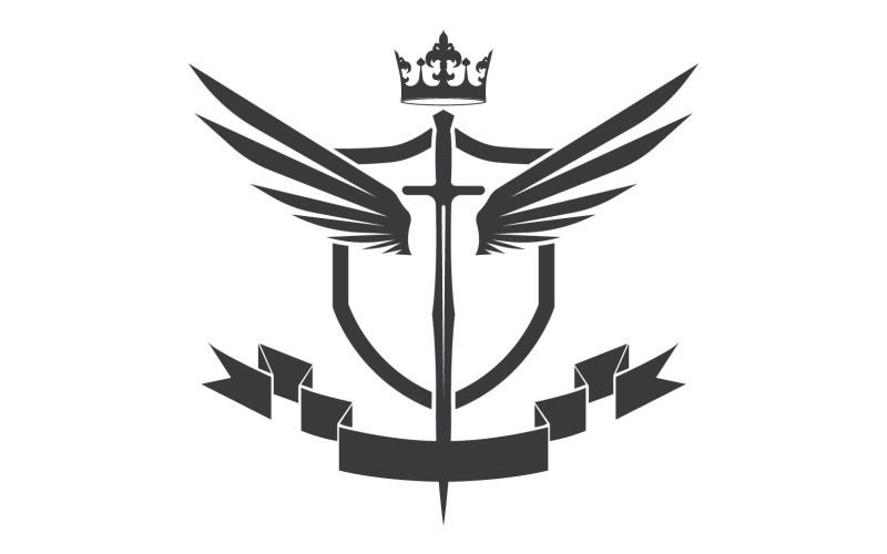 Ikona logo miecza skrzydłowego i króla koronnego v55