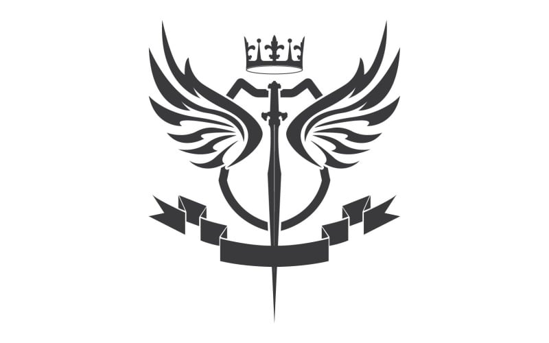 Ikona logo miecza skrzydłowego i króla koronnego v62