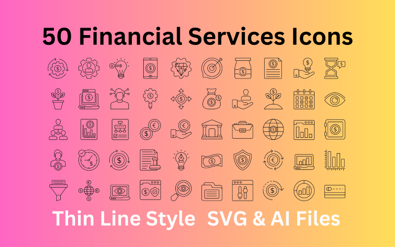 Набір іконок фінансових послуг 50 контурних іконок – файли SVG та AI