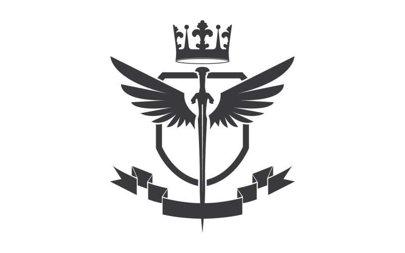 Wing sword and crown king lord logo icon v61